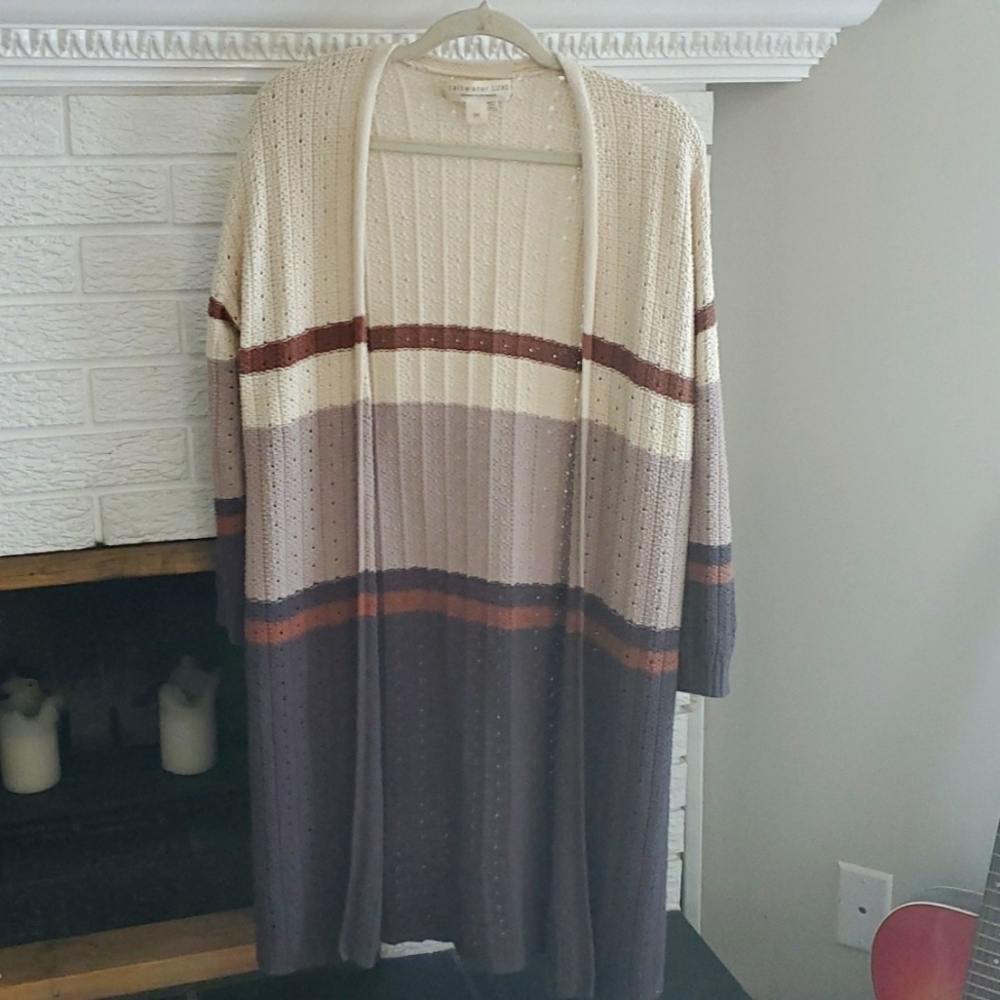 Women's Saltwater Luxe Long Knitted Cardigan Sweater Size M Cottagecore